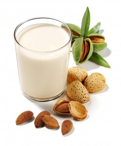 almonds drink with almonds isolated